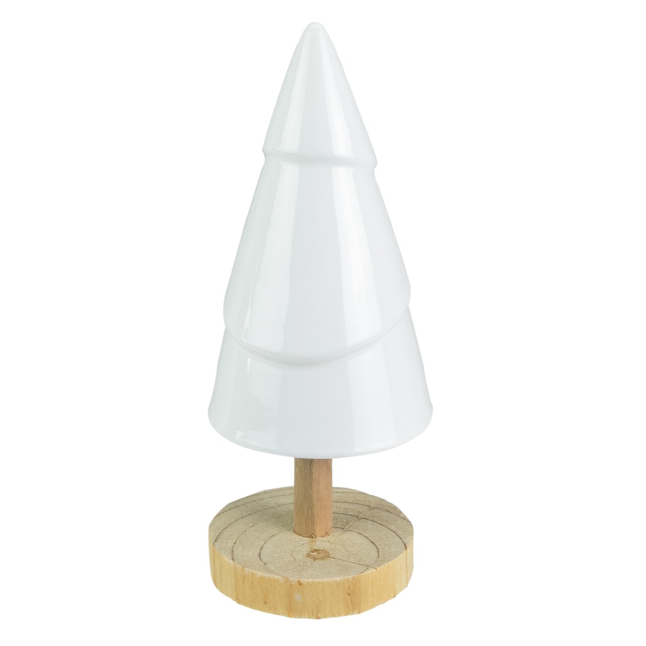 Northlight Ceramic Tree with Wood Base Christmas Decoration - 10.5" - White